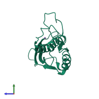 PDB entry 1knk coloured by chain, side view.