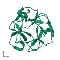 PDB entry 1knl coloured by chain, front view.