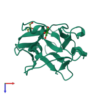PDB entry 1knl coloured by chain, top view.