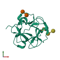 PDB entry 1knm coloured by chain, front view.