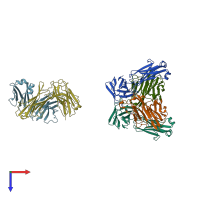 PDB entry 1kno coloured by chain, top view.