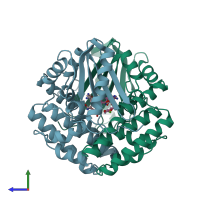 PDB entry 1kny coloured by chain, side view.