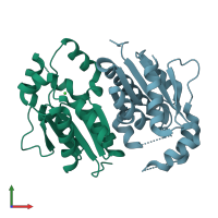 PDB entry 1ko1 coloured by chain, front view.