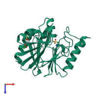 PDB entry 1ko2 coloured by chain, top view.