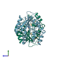 PDB entry 1ko4 coloured by chain, side view.