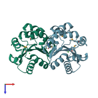 PDB entry 1ko4 coloured by chain, top view.