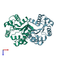PDB entry 1ko8 coloured by chain, top view.
