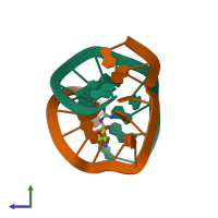 PDB entry 1koc coloured by chain, side view.