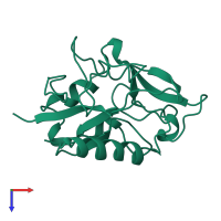 PDB entry 1koe coloured by chain, top view.