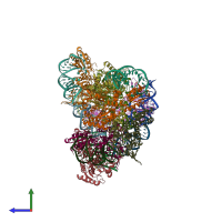 PDB entry 1kog coloured by chain, side view.