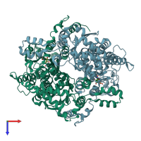 PDB entry 1koj coloured by chain, top view.