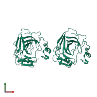 Carbonic anhydrase in PDB entry 1kop, assembly 1, front view.