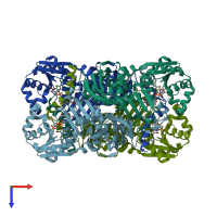 PDB entry 1kor coloured by chain, top view.