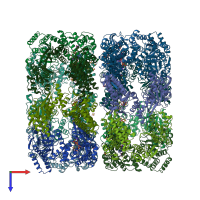 PDB entry 1kp8 coloured by chain, top view.