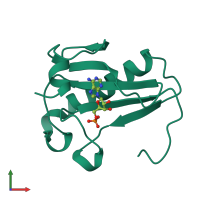 PDB entry 1kpf coloured by chain, front view.