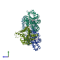 PDB entry 1kph coloured by chain, side view.