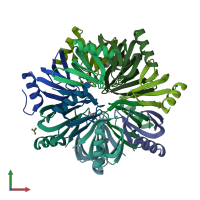 PDB entry 1kq1 coloured by chain, front view.