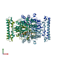 PDB entry 1kq4 coloured by chain, front view.