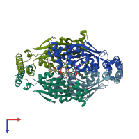 PDB entry 1kq4 coloured by chain, top view.