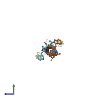 PDB entry 1kqe coloured by chain, side view.