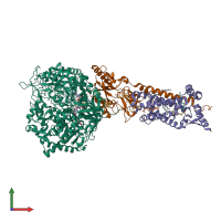 PDB entry 1kqg coloured by chain, front view.