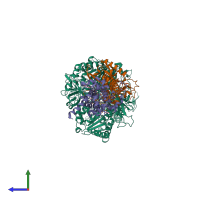 PDB entry 1kqg coloured by chain, side view.