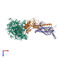 PDB entry 1kqg coloured by chain, top view.