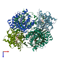 PDB entry 1kqn coloured by chain, top view.