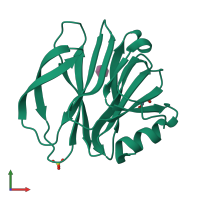 PDB entry 1kqr coloured by chain, front view.