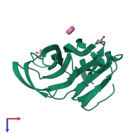 PDB entry 1kqr coloured by chain, top view.