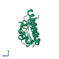 PDB entry 1kqu coloured by chain, side view.