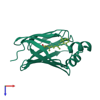 PDB entry 1kqw coloured by chain, top view.
