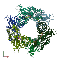 PDB entry 1kr2 coloured by chain, front view.