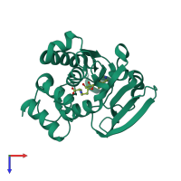 PDB entry 1kr5 coloured by chain, top view.