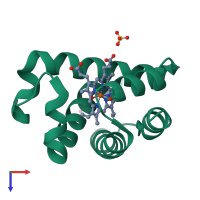 PDB entry 1kr7 coloured by chain, top view.