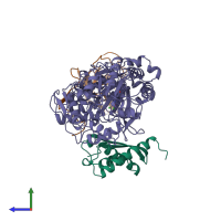 PDB entry 1krb coloured by chain, side view.