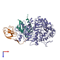 PDB entry 1krc coloured by chain, top view.