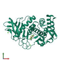 PDB entry 1kro coloured by chain, front view.