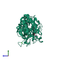 PDB entry 1kro coloured by chain, side view.
