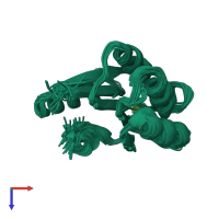 PDB entry 1krx coloured by chain, ensemble of 26 models, top view.