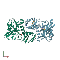 PDB entry 1ks2 coloured by chain, front view.