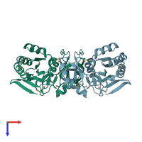PDB entry 1ks2 coloured by chain, top view.