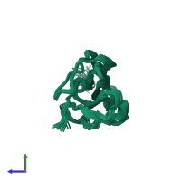 PDB entry 1ks6 coloured by chain, ensemble of 20 models, side view.