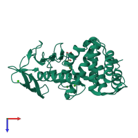 PDB entry 1ks7 coloured by chain, top view.