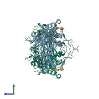 PDB entry 1ksi coloured by chain, side view.
