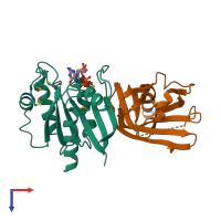 PDB entry 1ksj coloured by chain, top view.