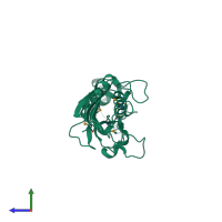 PDB entry 1ksl coloured by chain, side view.