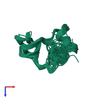 PDB entry 1ksq coloured by chain, ensemble of 20 models, top view.