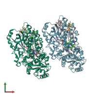 PDB entry 1ksu coloured by chain, front view.