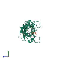PDB entry 1ksv coloured by chain, side view.